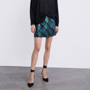 Zara Sequin Skirt New  with Tages Medium